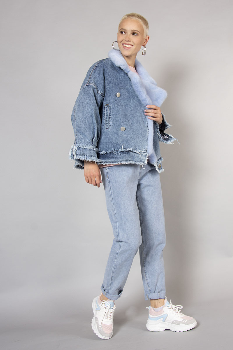 Куртка джинсовая с норкой ГР-357 г цвет Голубой фото